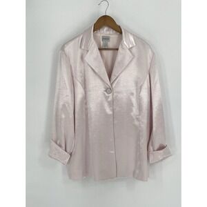 Chico's Pink Size 3 XL Fully Lined Satin Evening Jacket Single Large Button